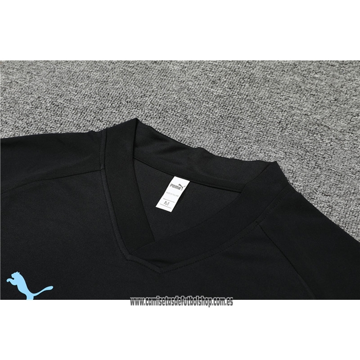 Chandal del Olympique Marsella 22-23 Manga Corta Negro - Pantalon Corto